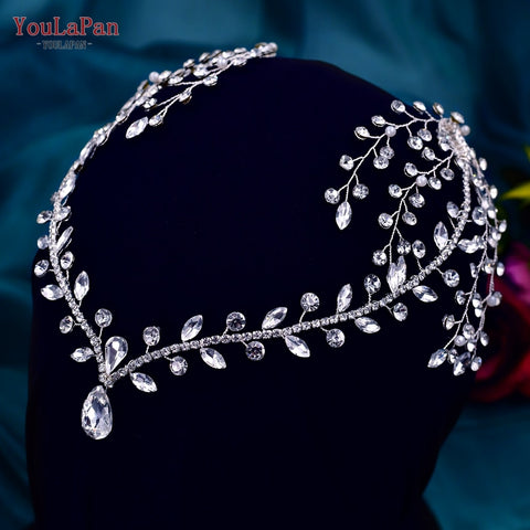 Rhinestone Bridal Forehead Headband with Combs - Wedding Tiara Rhinestone Bridal Forehead Headband with Combs - Wedding Tiara