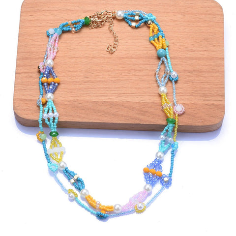 Handmade Multi-Layer Blue Acrylic Choker Necklace - Fashion Jewelry for Women and Kids Handmade Multi-Layer Blue Acrylic Choker Necklace - Fashion Jewelry for Women and Kids