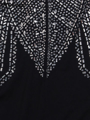 Stunning Women's Rhinestone Maxi Dress - Sheer Elegance for Birthday, Prom, or Wedding Party Stunning Women's Rhinestone Maxi Dress - Sheer Elegance for Birthday, Prom, or Wedding Party