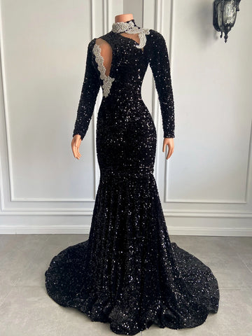 Sexy Mermaid Prom Gown - High Neck Crystals & Sparkly Sequins Sexy Mermaid Prom Gown - High Neck Crystals & Sparkly Sequins
