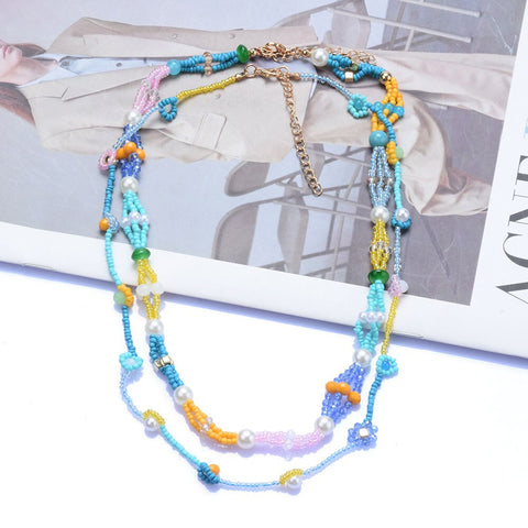 Handmade Multi-Layer Blue Acrylic Choker Necklace - Fashion Jewelry for Women and Kids Handmade Multi-Layer Blue Acrylic Choker Necklace - Fashion Jewelry for Women and Kids