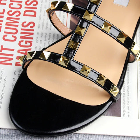 Women's Summer Sandals - Casual Flat Shoes with Rivet Design, Large Sizes Women's Summer Sandals - Casual Flat Shoes with Rivet Design, Large Sizes