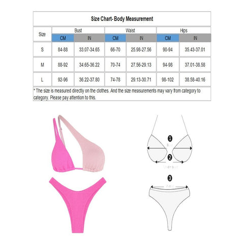 Trendy Women's Color Block Bikini - One-Shoulder, High-Cut, Textured Two-Piece Trendy Women's Color Block Bikini - One-Shoulder, High-Cut, Textured Two-Piece