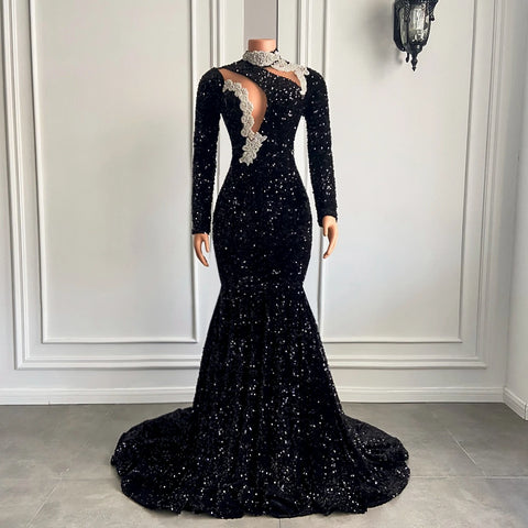 Sexy Mermaid Prom Gown - High Neck Crystals & Sparkly Sequins Sexy Mermaid Prom Gown - High Neck Crystals & Sparkly Sequins