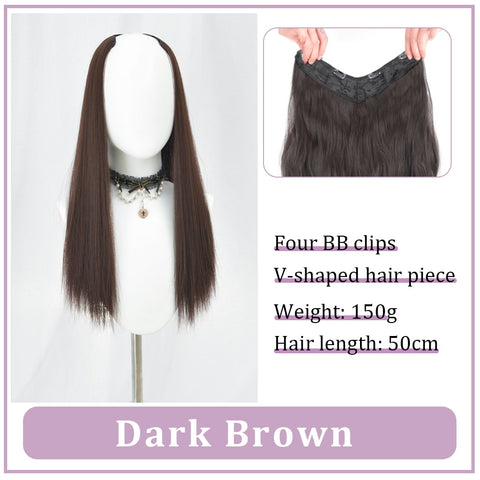 V-Shaped Synthetic Wig - Women's Long Hair Extension for Volume & Style V-Shaped Synthetic Wig - Women's Long Hair Extension for Volume & Style