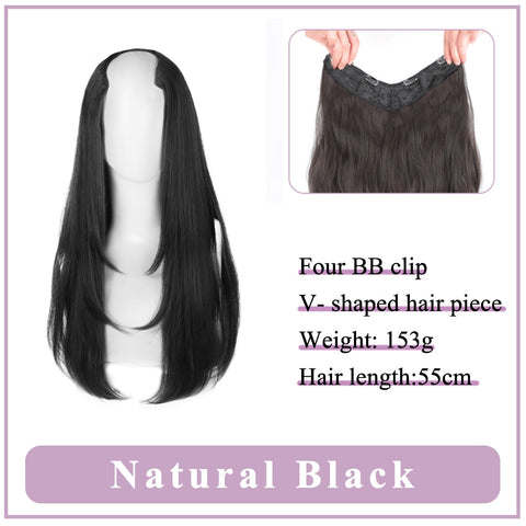 V-Shaped Synthetic Wig - Women's Long Hair Extension for Volume & Style V-Shaped Synthetic Wig - Women's Long Hair Extension for Volume & Style