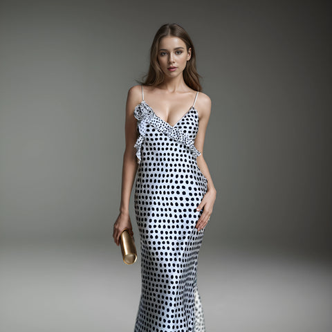 Summer's Elegant Polka Dot Silk Dress - Layered and Lovely Summer's Elegant Polka Dot Silk Dress - Layered and Lovely