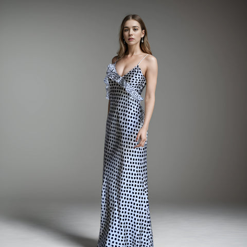 Summer's Elegant Polka Dot Silk Dress - Layered and Lovely Summer's Elegant Polka Dot Silk Dress - Layered and Lovely