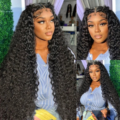 Ready-to-Wear HD 13x6 Curly Deep Wave Human Hair Wig - 30-38 Inch, Transparent Frontal, 250% Density Ready-to-Wear HD 13x6 Curly Deep Wave Human Hair Wig - 30-38 Inch, Transparent Frontal, 250% Density