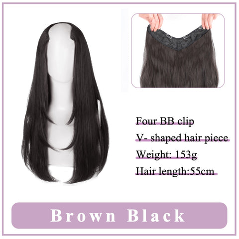 V-Shaped Synthetic Wig - Women's Long Hair Extension for Volume & Style V-Shaped Synthetic Wig - Women's Long Hair Extension for Volume & Style