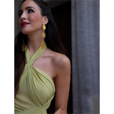 Chic Green Halter Dress - Elegant Backless Sleeveless A-line Women's Party Prom Vestidos with Side Split Chic Green Halter Dress - Elegant Backless Sleeveless A-line Women's Party Prom Vestidos with Side Split