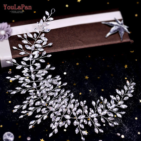 Rhinestone Bridal Forehead Headband with Combs - Wedding Tiara Rhinestone Bridal Forehead Headband with Combs - Wedding Tiara