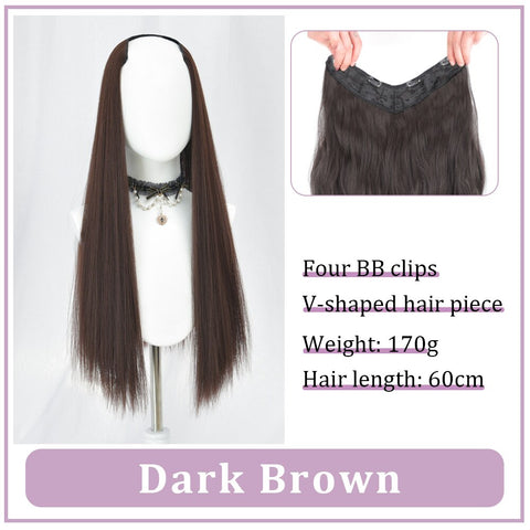 V-Shaped Synthetic Wig - Women's Long Hair Extension for Volume & Style V-Shaped Synthetic Wig - Women's Long Hair Extension for Volume & Style