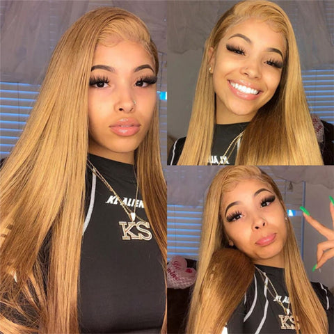 Honey Blonde Colored Lace Front Human Hair Wig Honey Blonde Colored Lace Front Human Hair Wig