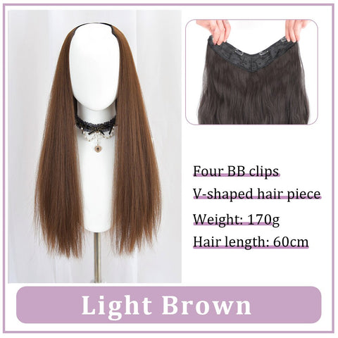 V-Shaped Synthetic Wig - Women's Long Hair Extension for Volume & Style V-Shaped Synthetic Wig - Women's Long Hair Extension for Volume & Style