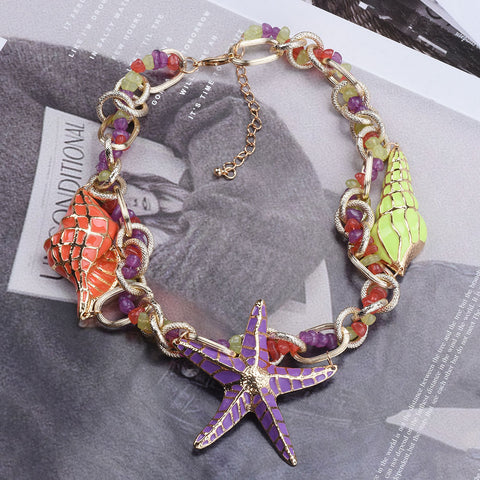 Bohemian Vintage ZA Starfish Shell Charm Choker Necklace Bohemian Vintage ZA Starfish Shell Charm Choker Necklace