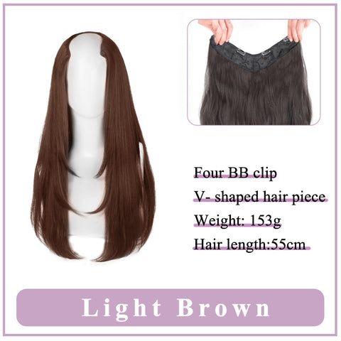 V-Shaped Synthetic Wig - Women's Long Hair Extension for Volume & Style V-Shaped Synthetic Wig - Women's Long Hair Extension for Volume & Style