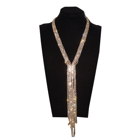 Stunning Rhinestone Long Chain Choker Necklace - Shiny Fashion Jewelry for Women Stunning Rhinestone Long Chain Choker Necklace - Shiny Fashion Jewelry for Women