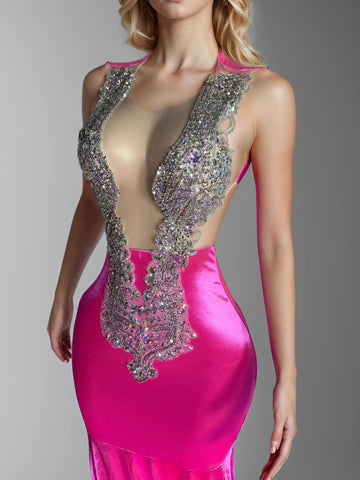 Sparkling Mermaid Glam - Crystals, Strapless Elegance for Formal Evening Party Sparkling Mermaid Glam - Crystals, Strapless Elegance for Formal Evening Party