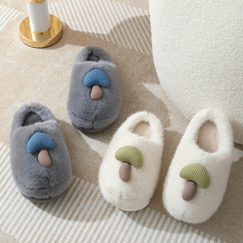 Cute Mushroom Cotton Slippers For Women Thick-soled Autumn And Winter Plush Slipper Indoor Non-slip Eva Household Furry Shoes Cute Mushroom Cotton Slippers For Women Thick-soled Autumn And Winter Plush Slipper Indoor Non-slip Eva Household Furry Shoes