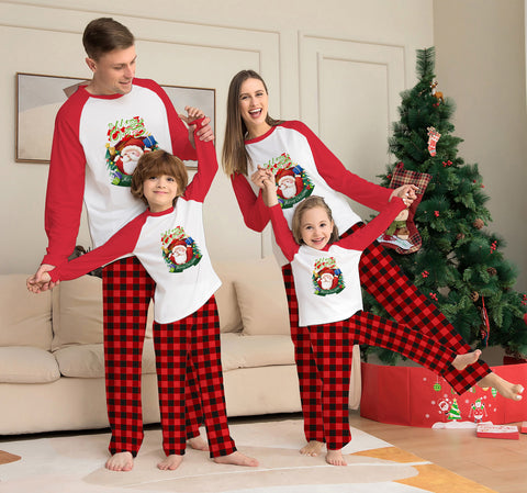Christmas Parent-Child Clothes Set Long Sleeve T-Shirt Plaid Pants Family Matching Pajamas Christmas Parent-Child Clothes Set Long Sleeve T-Shirt Plaid Pants Family Matching Pajamas