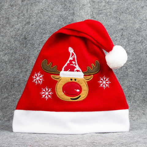 Cartoon Christmas Hat With Elk Santa Claus Embroidery Design Holiday Party Decoration Fuzzy Hat Cartoon Christmas Hat With Elk Santa Claus Embroidery Design Holiday Party Decoration Fuzzy Hat