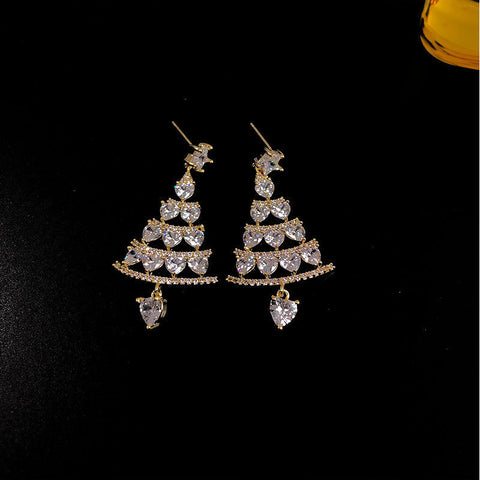 Women's High-quality Silver Needle Christmas Tree Earrings Women's High-quality Silver Needle Christmas Tree Earrings