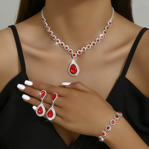 Fashion Jewelry Bridal Jewelry Suit Necklace Ear Stud Bracelet Three-piece Set Fashion Jewelry Bridal Jewelry Suit Necklace Ear Stud Bracelet Three-piece Set