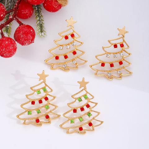 Christmas Earrings With Christmas Tree Colorful Zircon Christmas Tree Earrings  For Women Personality Earrings Party Jewelry Christmas Gift Christmas Earrings With Christmas Tree Colorful Zircon Christmas Tree Earrings  For Women Personality Earrings Party Jewelry Christmas Gift