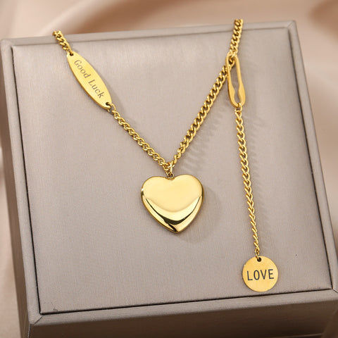 Fashion Jewelry Multilayer Heart Pendant Necklaces For Women Stainless Steel Chain Choker Zircon Moon Star Necklace Femme Wedding Jewelry Gift Fashion Jewelry Multilayer Heart Pendant Necklaces For Women Stainless Steel Chain Choker Zircon Moon Star Necklace Femme Wedding Jewelry Gift