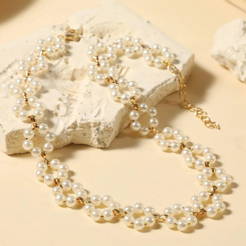Ins Pearl Flowers Necklace Women's Clavicle Chain Jewelry Accessories Ins Pearl Flowers Necklace Women's Clavicle Chain Jewelry Accessories
