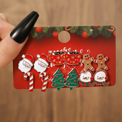 Christmas Stud Combination Suit Snowflake Elk Earrings Christmas Stud Combination Suit Snowflake Elk Earrings
