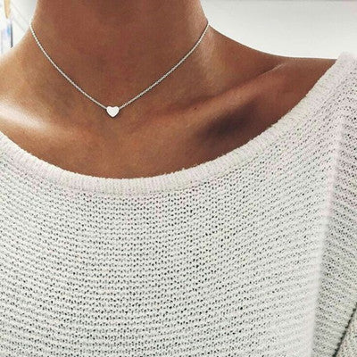Simple Fashion Gold Color Double-sided Love Pendant Necklaces Clavicle Chains Necklace Women Jewelry Valentines Day Gift Simple Fashion Gold Color Double-sided Love Pendant Necklaces Clavicle Chains Necklace Women Jewelry Valentines Day Gift