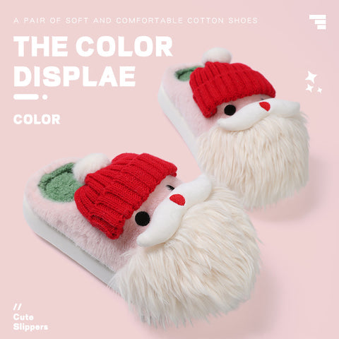 Cute Christmas Santa Claus Home Slippers Winter Warm Indoor Non-slip Floor Plush Shoes For Women Cute Christmas Santa Claus Home Slippers Winter Warm Indoor Non-slip Floor Plush Shoes For Women