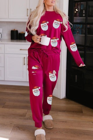 Women's Christmas Sequins Long Sleeve Pants Two-piece Set Fashion Casual Set Women's Christmas Sequins Long Sleeve Pants Two-piece Set Fashion Casual Set