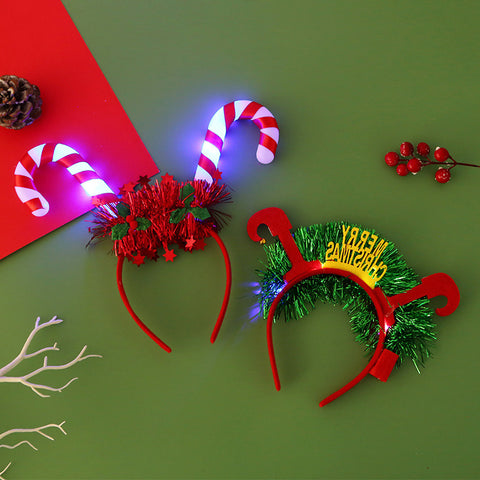 Christmas Hair Band Glowing Headband Xmas Tree Snowflake Hair Band Deer Horn Light Flashing Headwear Merry Christmas Gift Christmas Hair Band Glowing Headband Xmas Tree Snowflake Hair Band Deer Horn Light Flashing Headwear Merry Christmas Gift