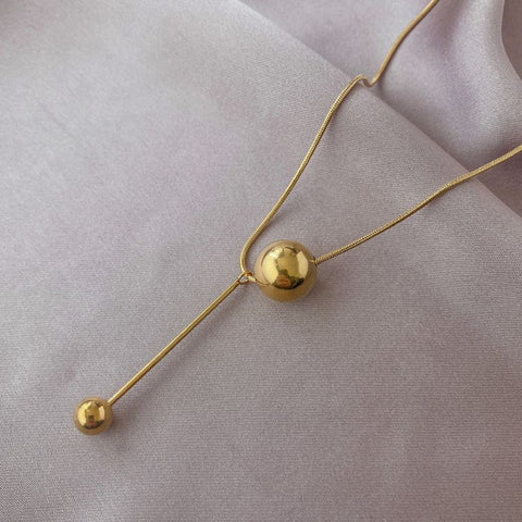 Gold Round Ball Titanium Steel Necklace Light Luxury Niche Necklace Gold Round Ball Titanium Steel Necklace Light Luxury Niche Necklace