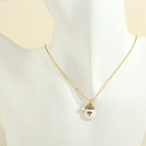 Christmas Tree Santa Claus Elk Snowman Oil-drop Necklace With Colored Rhinestones Ins Festival Clavicle Chain Necklace For Women Jewelry Christmas Tree Santa Claus Elk Snowman Oil-drop Necklace With Colored Rhinestones Ins Festival Clavicle Chain Necklace For Women Jewelry
