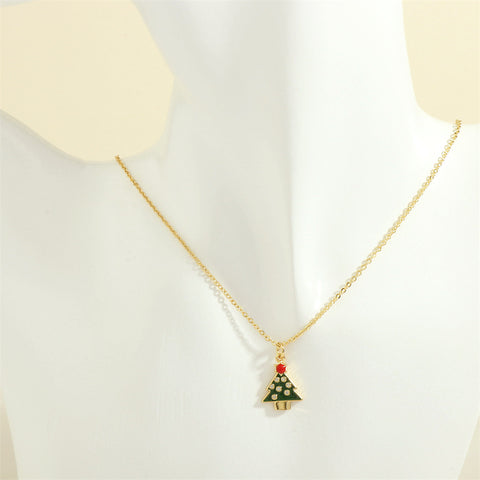Christmas Tree Santa Claus Elk Snowman Oil-drop Necklace With Colored Rhinestones Ins Festival Clavicle Chain Necklace For Women Jewelry Christmas Tree Santa Claus Elk Snowman Oil-drop Necklace With Colored Rhinestones Ins Festival Clavicle Chain Necklace For Women Jewelry