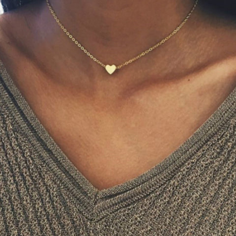 Simple Fashion Gold Color Double-sided Love Pendant Necklaces Clavicle Chains Necklace Women Jewelry Valentines Day Gift Simple Fashion Gold Color Double-sided Love Pendant Necklaces Clavicle Chains Necklace Women Jewelry Valentines Day Gift