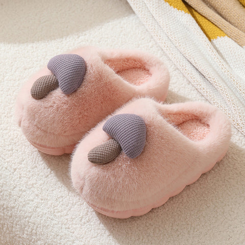 Cute Mushroom Cotton Slippers For Women Thick-soled Autumn And Winter Plush Slipper Indoor Non-slip Eva Household Furry Shoes Cute Mushroom Cotton Slippers For Women Thick-soled Autumn And Winter Plush Slipper Indoor Non-slip Eva Household Furry Shoes