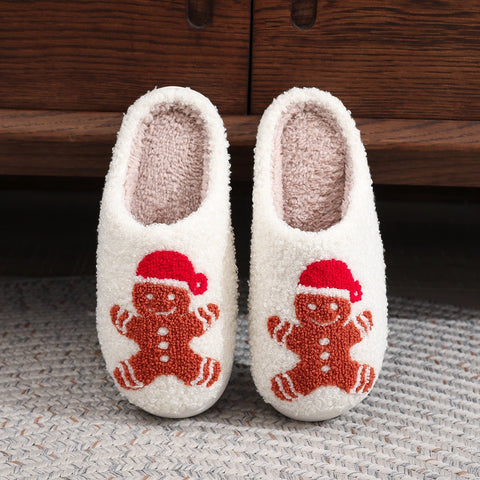 Christmas Gingerbread Cotton Slippers Winter Home Shoes Christmas Gingerbread Cotton Slippers Winter Home Shoes