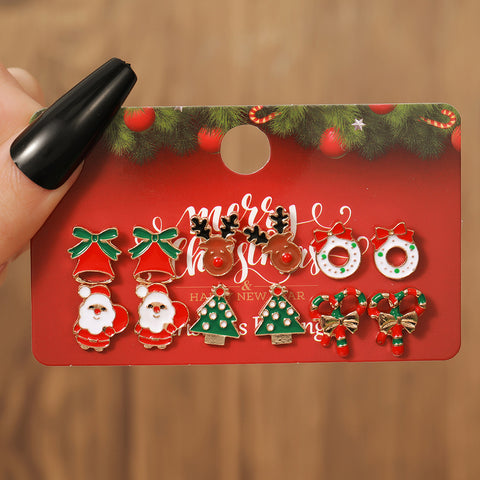 Christmas Stud Combination Suit Snowflake Elk Earrings Christmas Stud Combination Suit Snowflake Elk Earrings