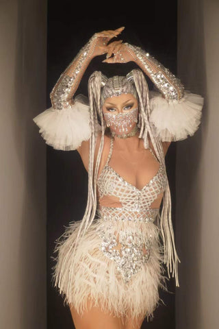 Ghoulish Glamour - Halloween Stage Wear with Nude Rhinestones and Sequins Ghoulish Glamour - Halloween Stage Wear with Nude Rhinestones and Sequins