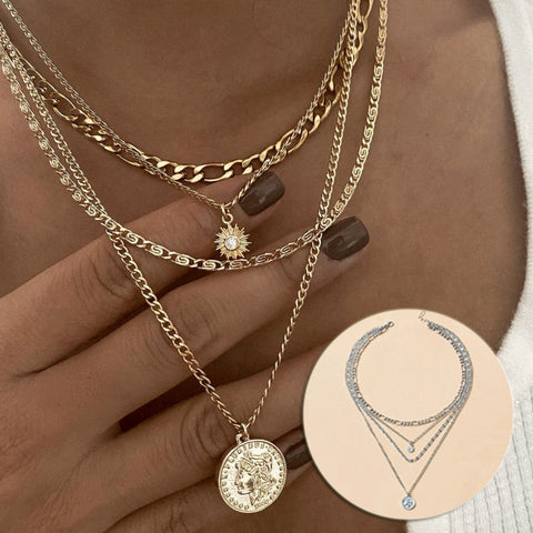 Chunky Gold Necklace Chunky Charm Necklace For Women Layered Gold Necklace For Women Silver Coin Necklace Jewelry Gifts For Women Chunky Gold Necklace Chunky Charm Necklace For Women Layered Gold Necklace For Women Silver Coin Necklace Jewelry Gifts For Women