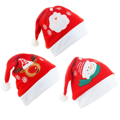 Cartoon Christmas Hat With Elk Santa Claus Embroidery Design Holiday Party Decoration Fuzzy Hat Cartoon Christmas Hat With Elk Santa Claus Embroidery Design Holiday Party Decoration Fuzzy Hat