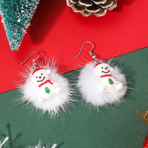 Winter Snowflake Hair Ball Earrings Ins Cute Christmas Elk Santa Claus Stock Element Earrings Women Jewelry Winter Snowflake Hair Ball Earrings Ins Cute Christmas Elk Santa Claus Stock Element Earrings Women Jewelry