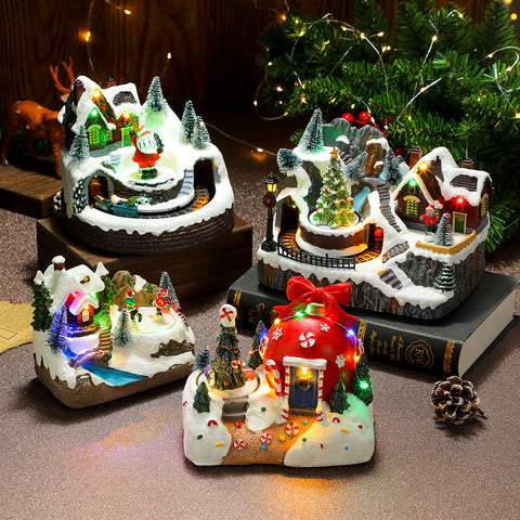 Christmas Rotating Resin Luminous Music Box Ornaments Christmas Rotating Resin Luminous Music Box Ornaments