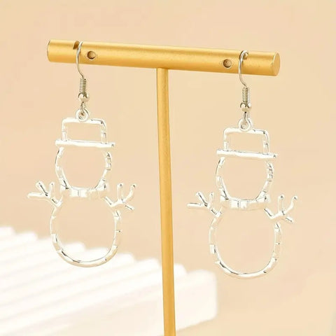 Personalized Snowman Earrings And Pendant Fashion Simple Christmas Hollow Necklace For Women Jewelry Personalized Snowman Earrings And Pendant Fashion Simple Christmas Hollow Necklace For Women Jewelry
