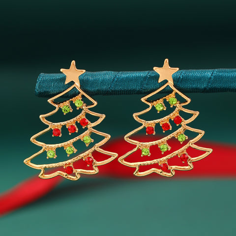 Christmas Earrings With Christmas Tree Colorful Zircon Christmas Tree Earrings  For Women Personality Earrings Party Jewelry Christmas Gift Christmas Earrings With Christmas Tree Colorful Zircon Christmas Tree Earrings  For Women Personality Earrings Party Jewelry Christmas Gift